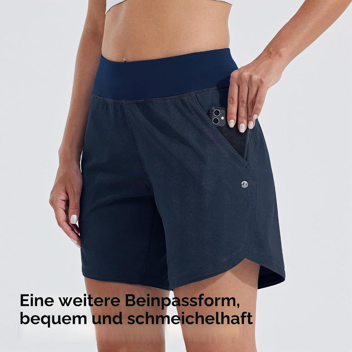WILLIT Damen 7" Badeshorts Schwimmen Boardshorts Badehose Schnell Trocknend Bikini Shorts High Waist