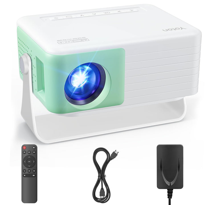 Mini Beamer Tragbarer, Y3Mini Projektor mit Integriertem Lautsprecher und Drehständer, Kompatibel mi