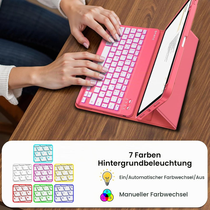 Fintie Tastatur Hülle für iPad 10. Generation 2022 (10.9 Zoll), Keyboard Case mit 7-farbig Beleuchte