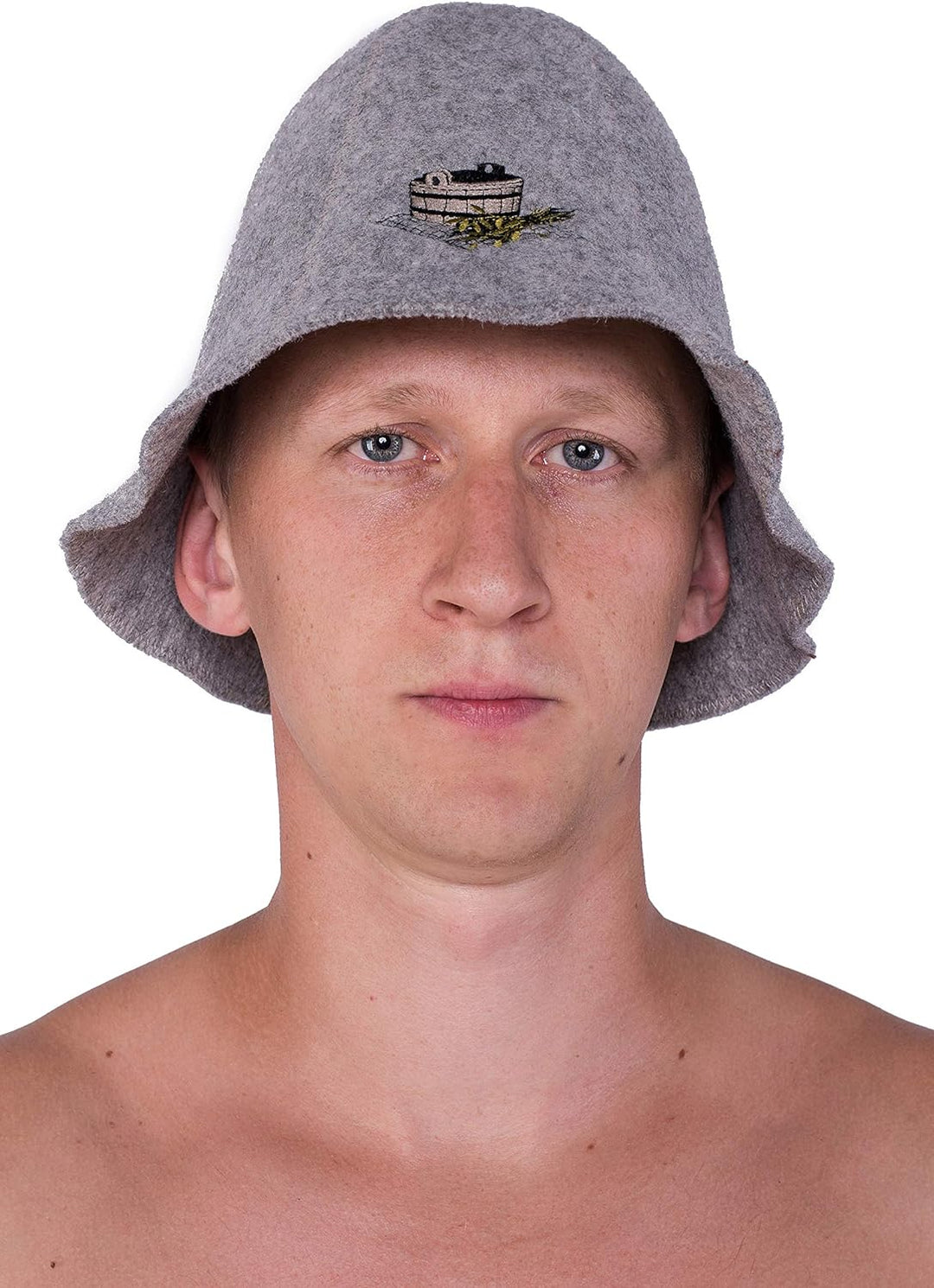 Ger3as Saunahut Wolle mit Stickerei für Damen und Herren, Wellness Mütze Premium Qualität Bad Saunak