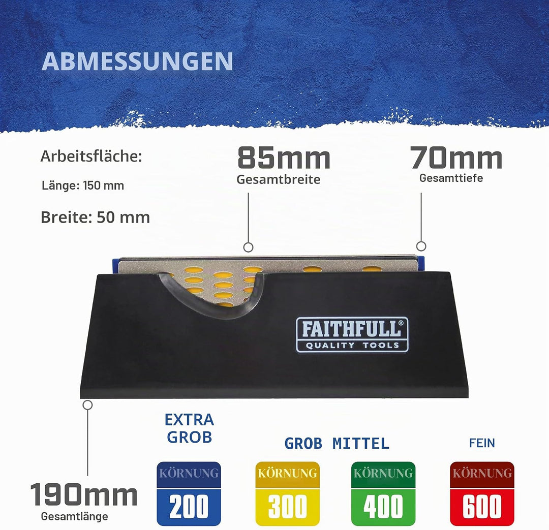 Faithfull DWQUAD Diamond Schleifstein, 4-seitig, FAIDWQUAD-TB, Multi 1 Originalverpackung