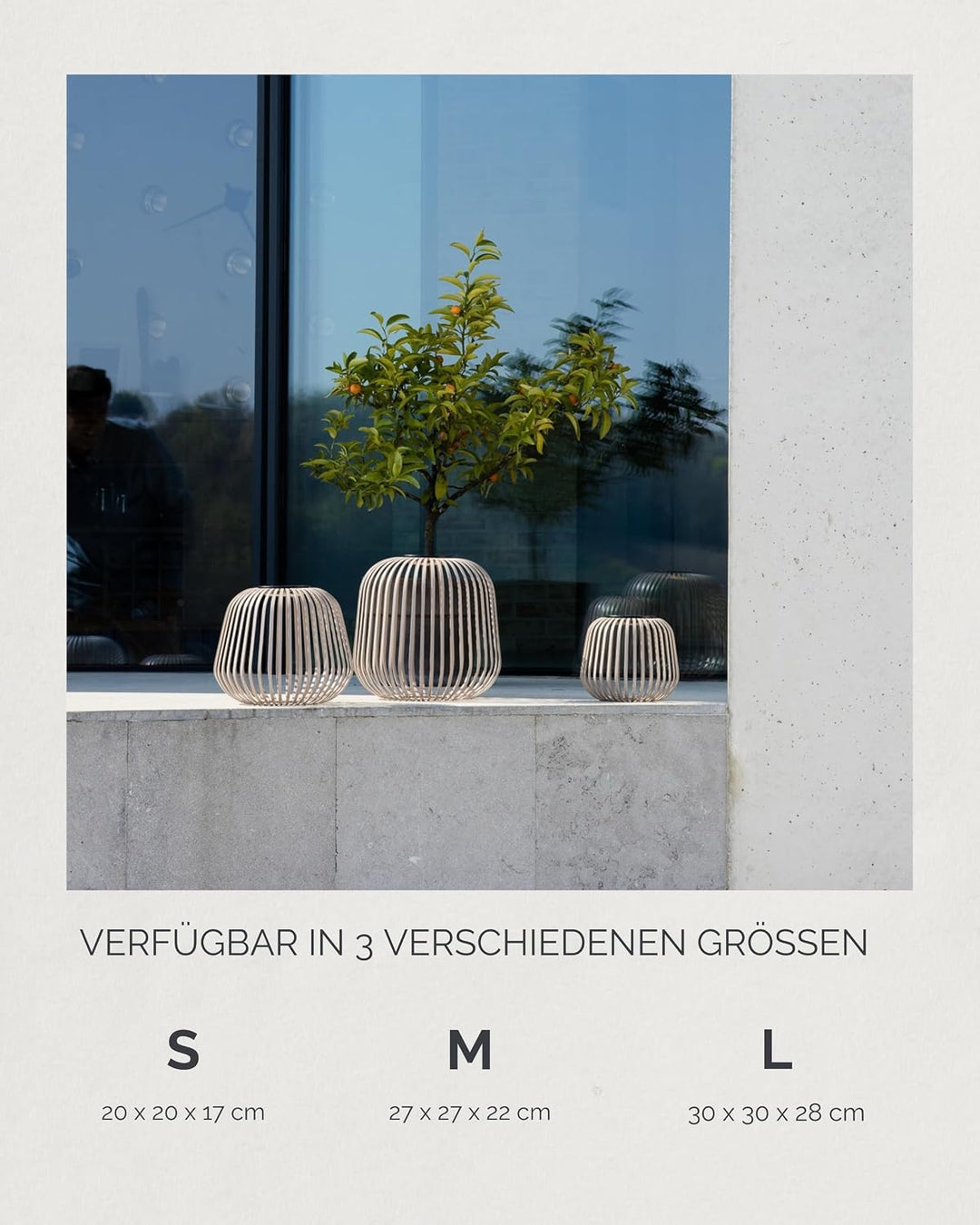 LUUK Studio Portable Solar Gartenleuchte, grosses Windlicht für draussen, LED Tischlaterne, Balkonli