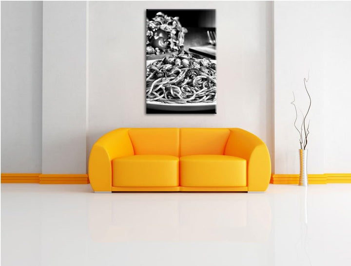 Pixxprint Leckere Spaghetti Italia als Leinwandbild/Grösse: 100x70 / Wandbild/Kunstdruck/fertig besp