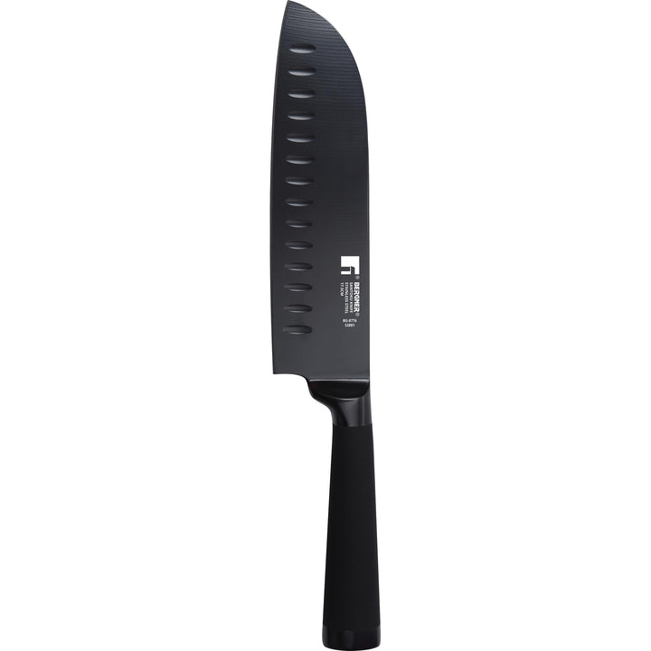 BERGNER Black Blade | Messer Santoku | Edelstahlklinge 17,5 cm | Ergonomischer, Ausgehöhlter Griff |