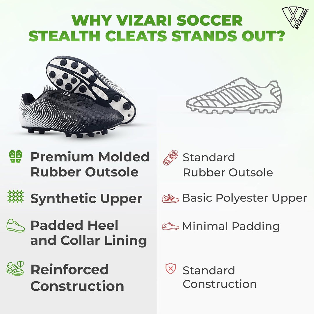 Vizari Unisex Kinder Stealth Fg Schuhe 17 EU Black White, 17 EU Black White