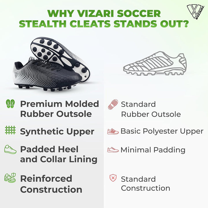 Vizari Unisex Kinder Stealth Fg Schuhe 17 EU Black White, 17 EU Black White