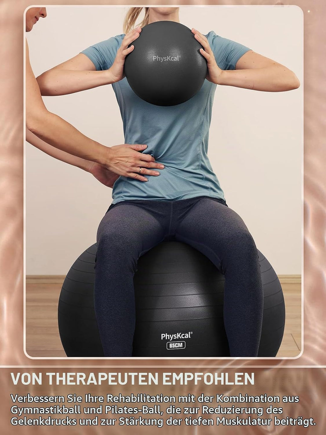 Gymnastikball und 23 cm Pilatesball Set, Anti Burst Gymnastikball, Anti-Rutsch-Sitzball, Balanceball