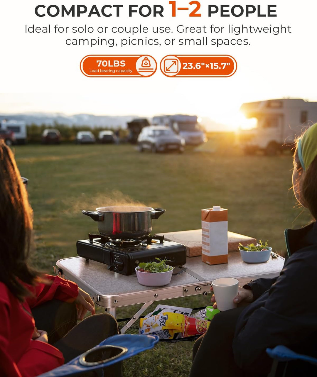 Klappbarer Campingtisch, Sportneer, höhenverstellbar, Kleiner Klapptisch, tragbare Campingtische (59