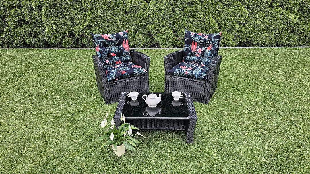 Sitzkissen Gartenstuhl mit Rückenlehne 50 x 50 cm 2st. Papageien - Beständig Gegen Schimmel und Feuc