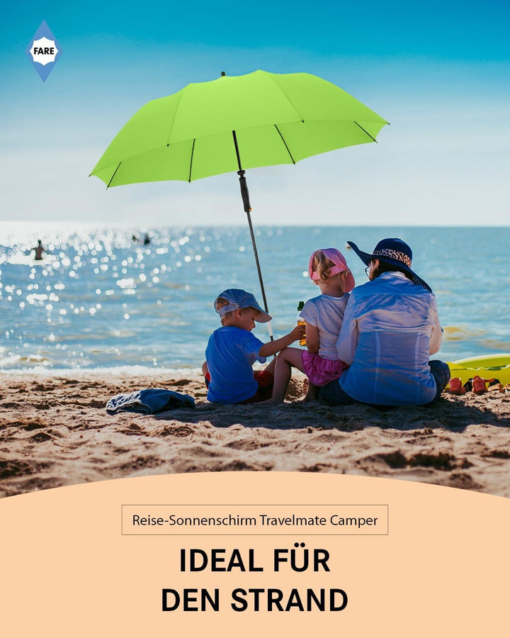 FARE Reise-Sonnenschirm Travelmate Camper UV Schutz 50+ für Koffer Flugzeug Camping Balkon Strand Ga