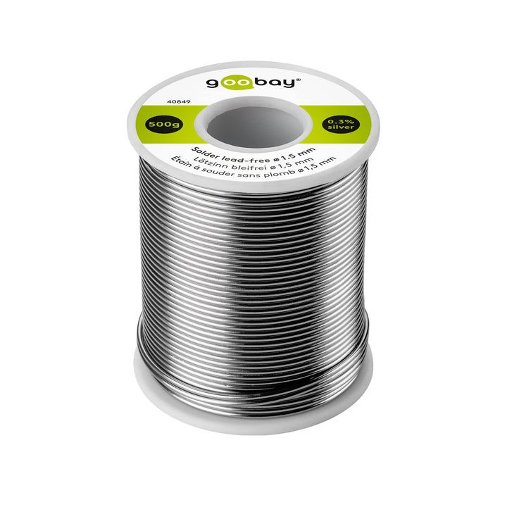 Goobay 40849 Lötzinn bleifrei ø 1,5mm Lötdraht mit Flussmittel, 0.3 % Silber & 0.7 % Kupfer, 217 °C