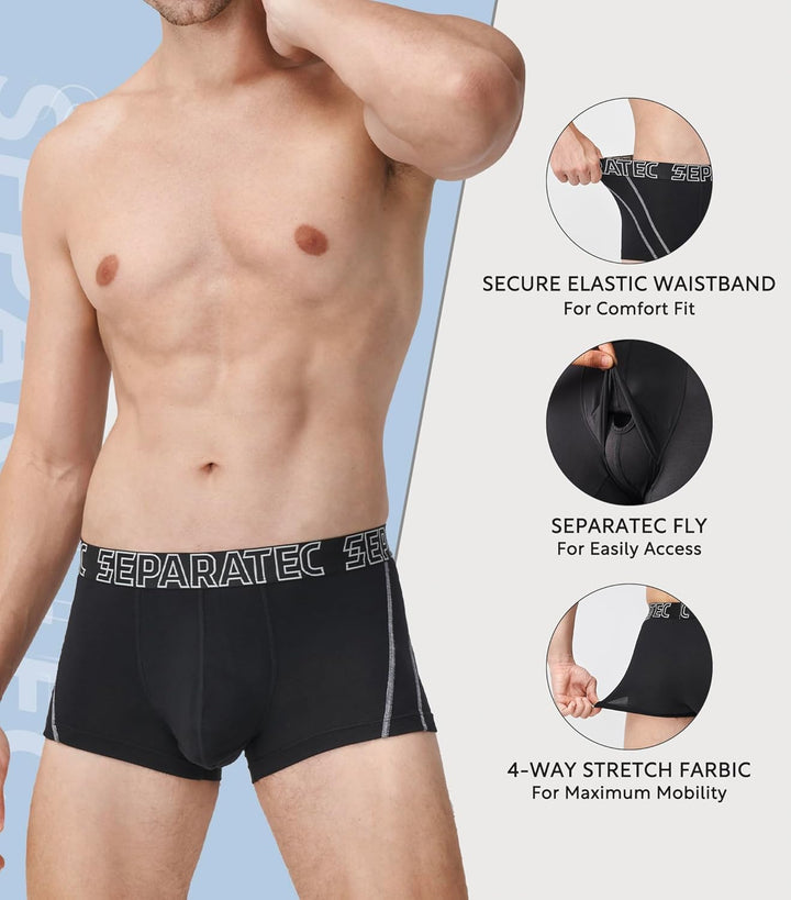Separatec Herren Boxershorts Glattes Bambus Rayon mit getrennten Beuteln Unterwäsche 3er Pack Boxers