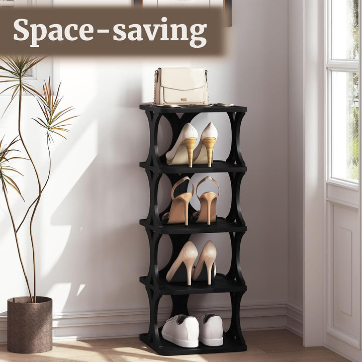 WOLTU Schuhregal mit 5 Ebenen, 2er Set, Schuhablage schmal, Schuhorganizer Schuhaufbewahrung platzsp