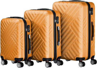 Zelsius Koffer Set 3 Stück, Orange | ABS Hartschalenkoffer mit Zahlenschloss, Doppelrollen und Innen