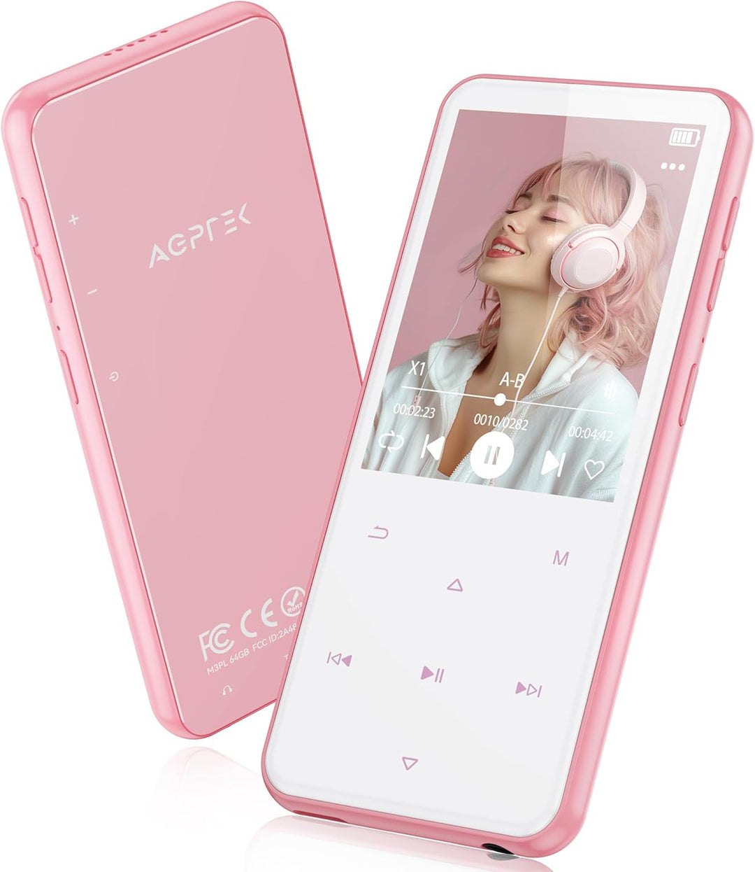 AGPTEK 64GB MP3 Player Bluetooth 5.3 mit 2,4" TFT Farbbildschirm, HiFi Musik Kinder MP3 Player mit L
