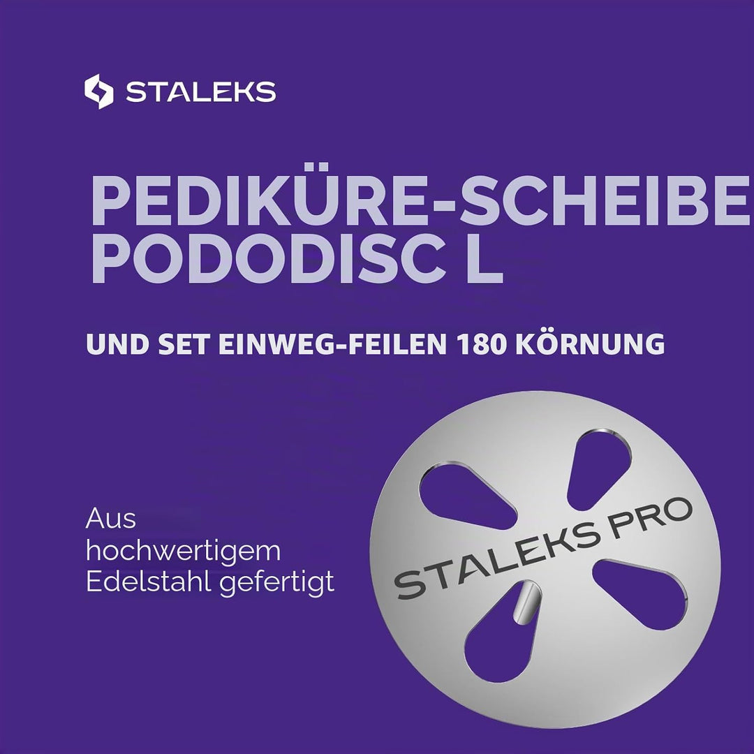 STALEKS Pododisc 25 mm Pediküre + 5 Ersatz-Feile 180 Grit Professioneller Heimgebrauch Edelstahl (PD