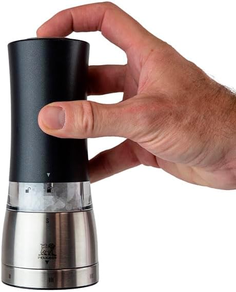 PEUGEOT - elektrische u‘Select-Salzmühle Daman 16 cm + Steinsalz - 6 voreingestellte Mahlgrade - Alu