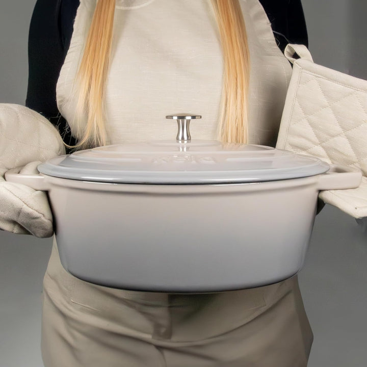 kela Bräter Gusseisen oval 4 Liter, Dutch Oven CALIDO, Induktion Gussbräter mit Deckel, Gusseisen To