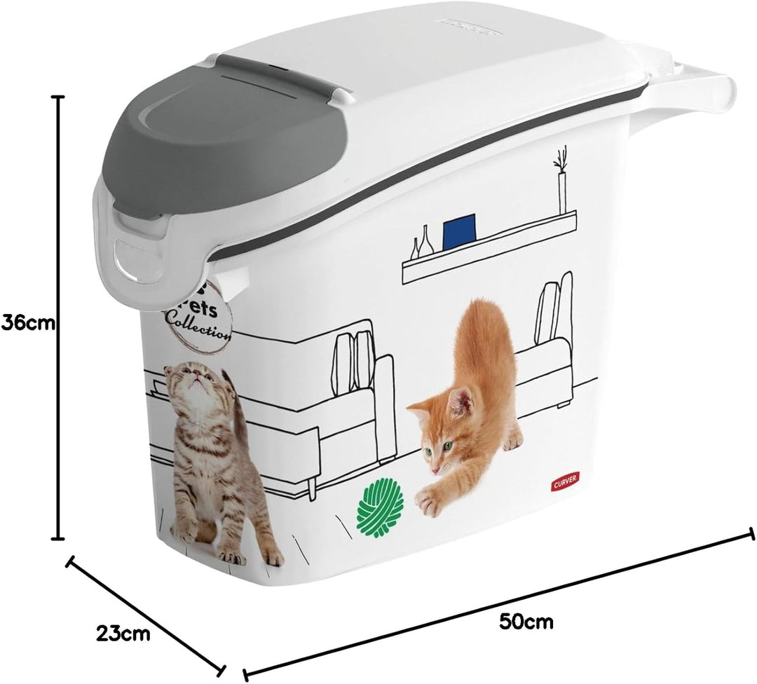 Curver PetLife Aufbewahrungsbehälter für Streu Vorratsbehälter für Katzenstreu 6 kg / 15L 23 x 50 x