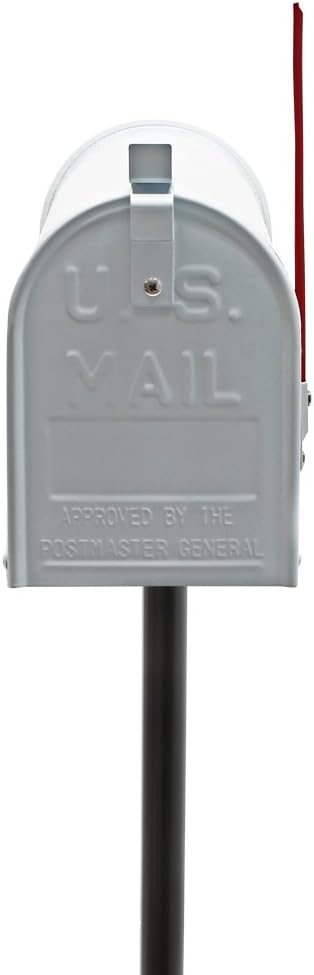 Wiltec Set US Mailbox weiss 180 x 220 x 480 mm, amerikanischer Briefkasten mit Fahne, Standbriefkast