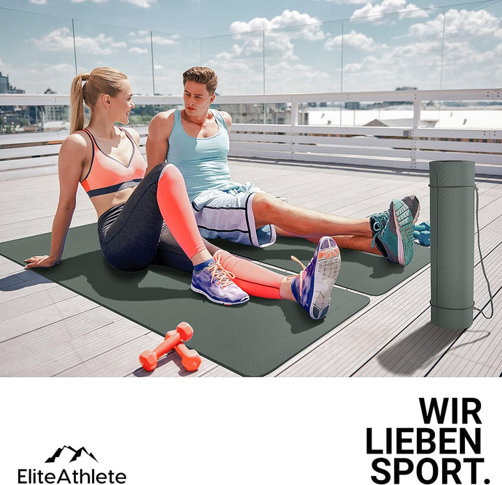 EliteAthlete Yogamatte - Sportmatte - Fitnessmatte - Gymnastikmatte gepolstert &amp; rutschfest für Fitn