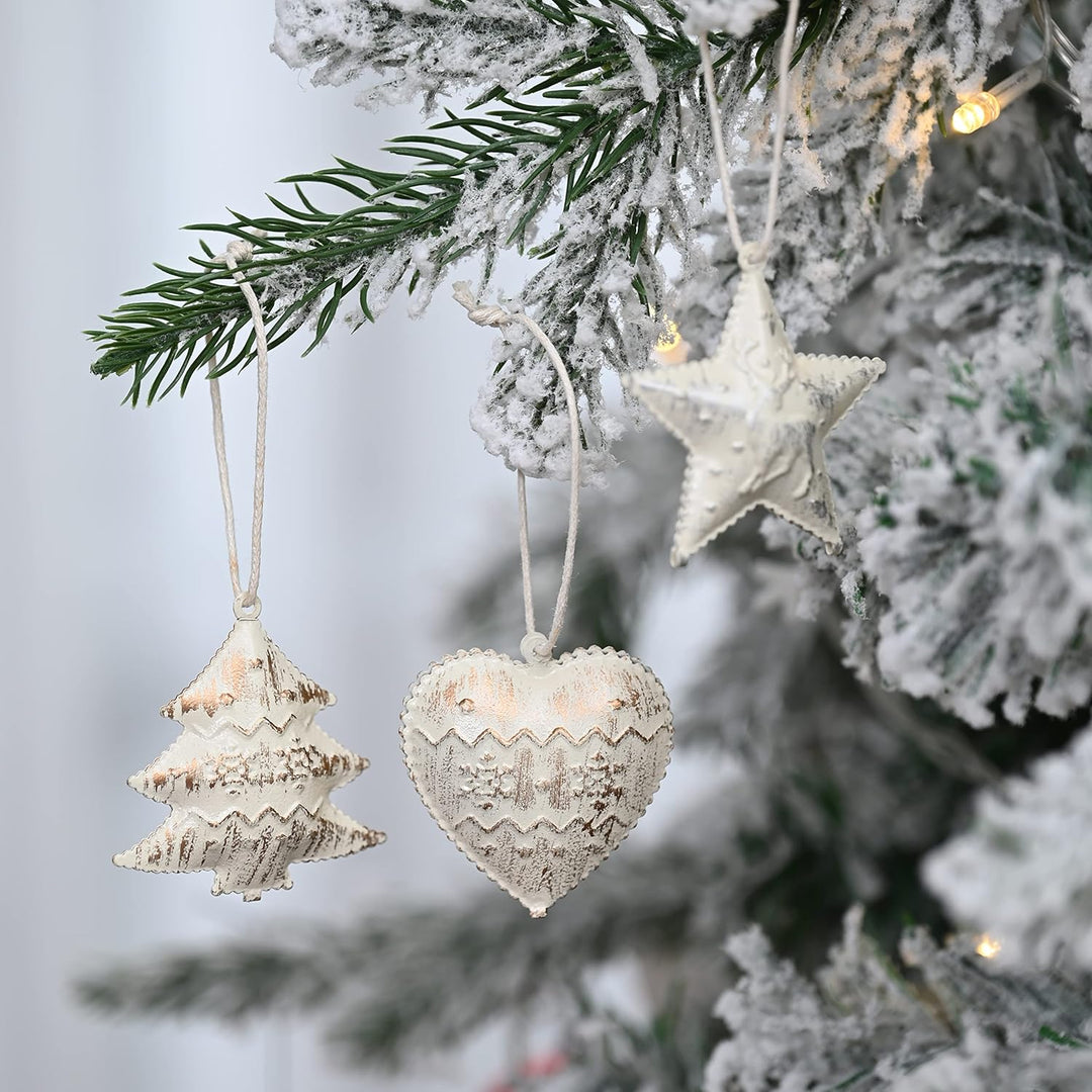 Valery Madelyn Metallanhänger mit Weihnachtsglocken 24er Set 5cm Weihnachtsanhänger Herz Stern Baum