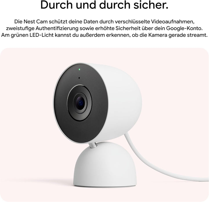 Google Nest Cam Indoor (mit Kabel, 3. Generation) – Sicherheitskamera für den Innenbereich mit 2K-Vi
