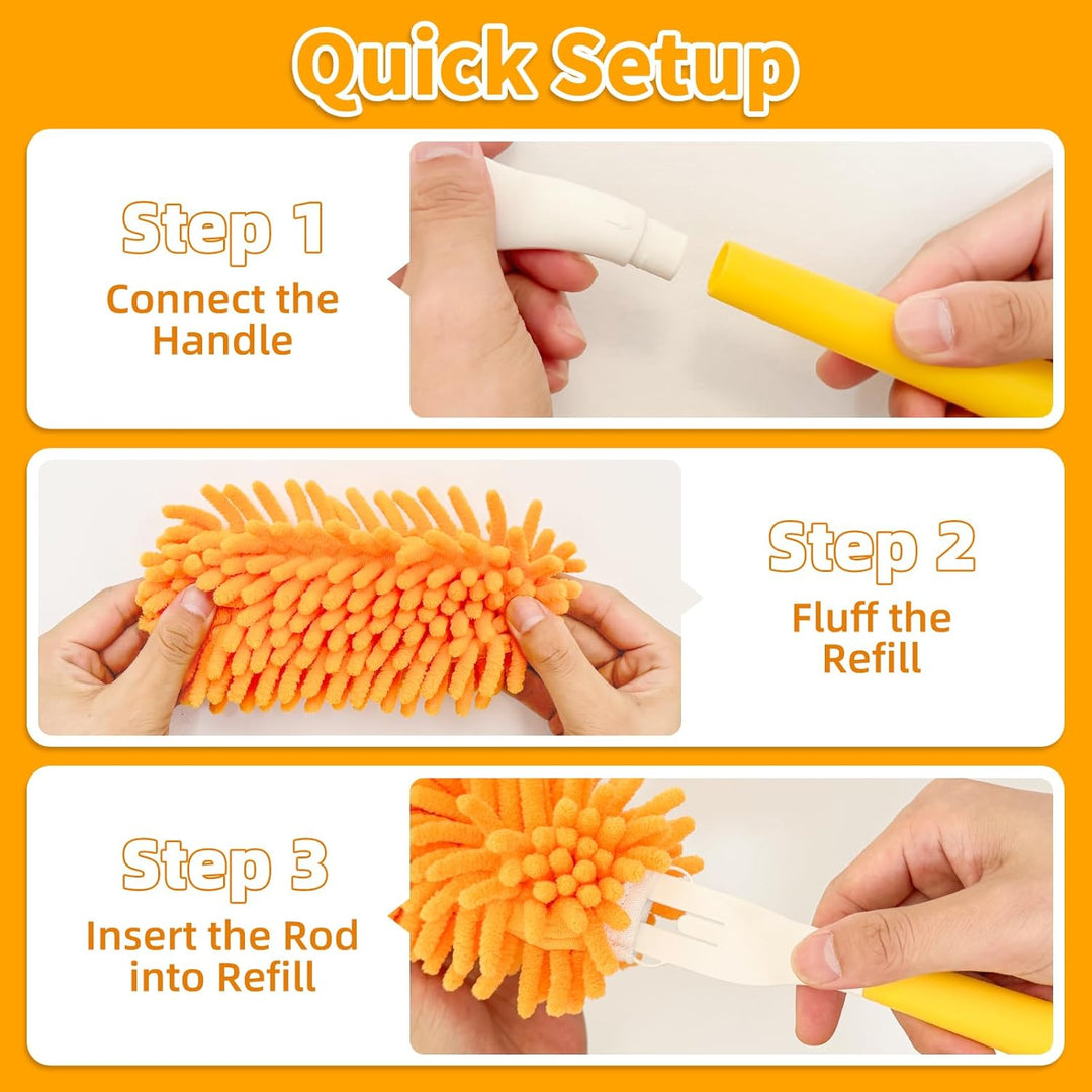 8 Stück Staubwedel Waschbar für Swiffer Duster Staubmagnet Nachfüllpack, 360° Wiederverwendbar Tüche