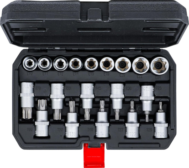 BGS Diy 95100 | Bit-Einsatz-/Steckschlüssel-Satz | Antrieb Innensechskant 12,5 mm (1/2") | T-Profil