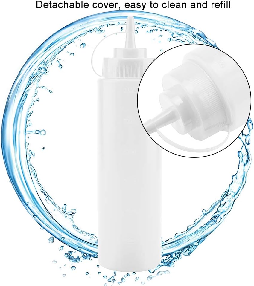 FOUF Squeeze-Flasche, Squeeze-Gewürzflaschen aus Kunststoff, Gewürzspender für Saucen-Ketchup(Weiss)