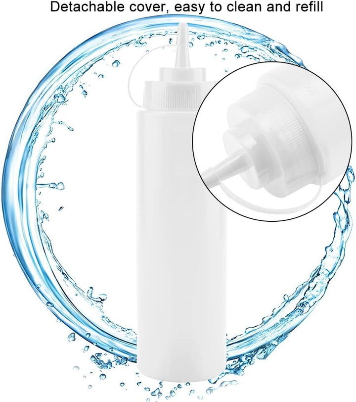 FOUF Squeeze-Flasche, Squeeze-Gewürzflaschen aus Kunststoff, Gewürzspender für Saucen-Ketchup(Weiss)