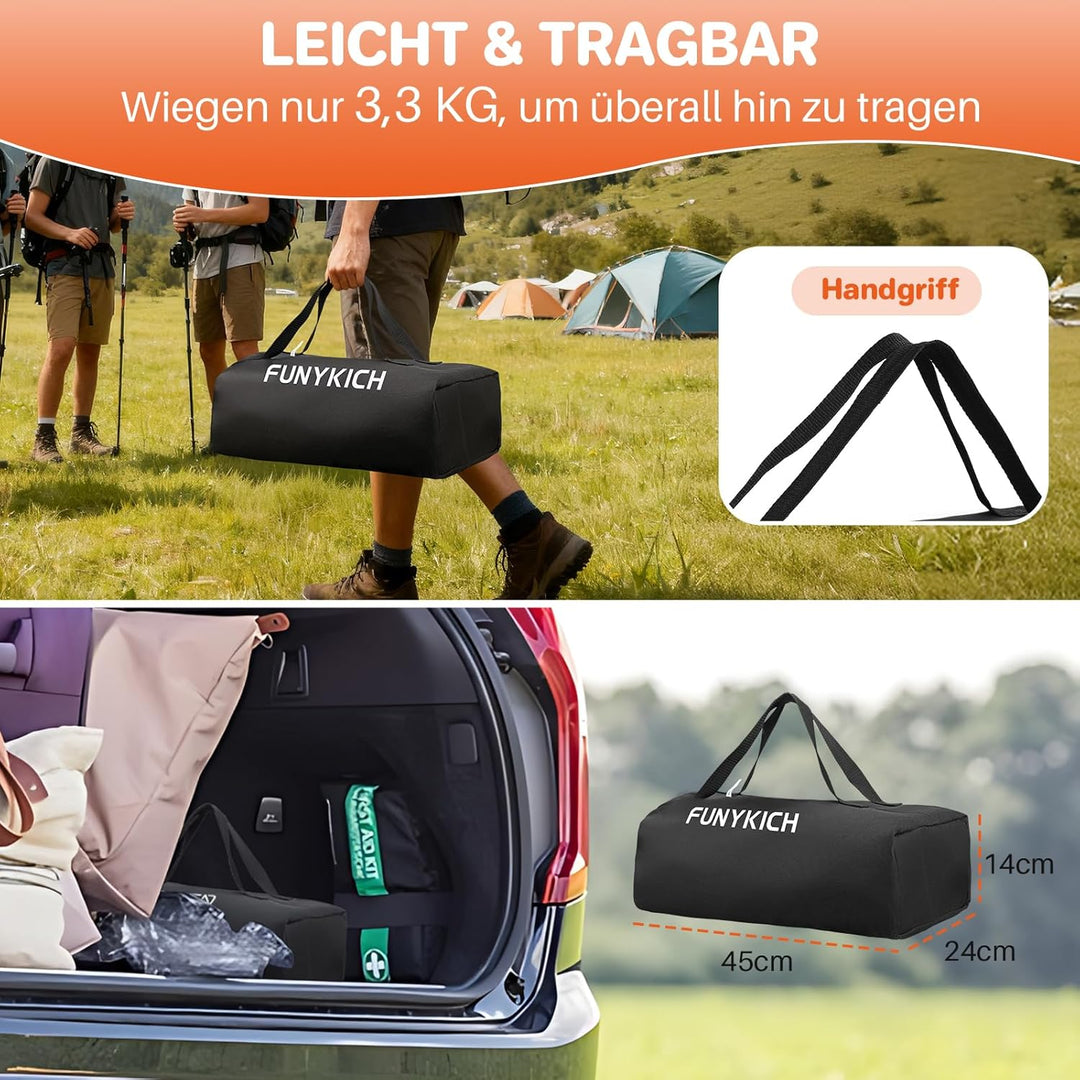 FUNYKICH Aluminium Klapptisch mit Tragetasche 50.5x41cm, X Form klappbarer Campingtisch mit 2 Höhenv