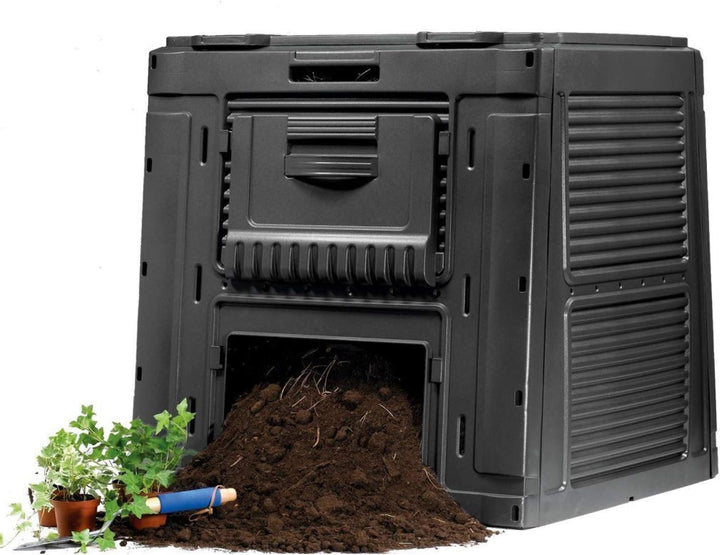 Curver Outdoor E-Composter Gartenkomposter aus Kunststoff 470L Schnellkomposter Deckel Klappbar 79 x