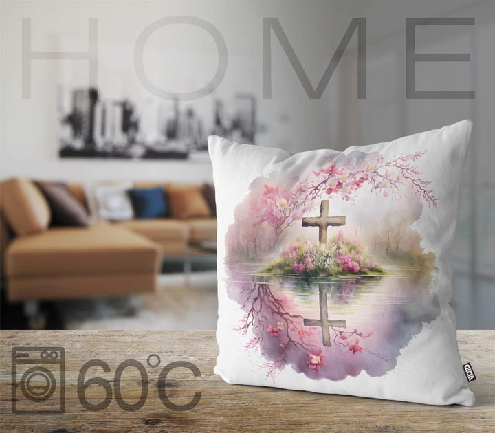 VOID Blumendekor Kreuz Karfreitag Kissenhülle Polyester Zierkissen Couchkissen Ostern Osterdeko Deko