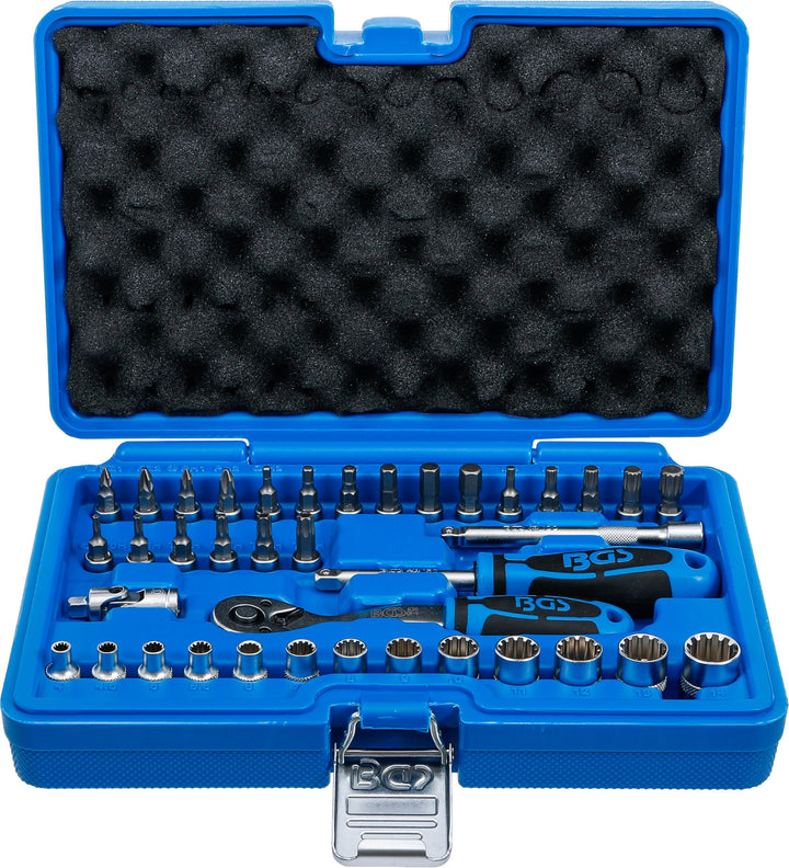 2151 Gearlock Steckschlüsselsatz, 6,3 (1/4), 39-tlg. 1/4"inch Silber/Blau/Schwarz, 1/4"inch Silber/B