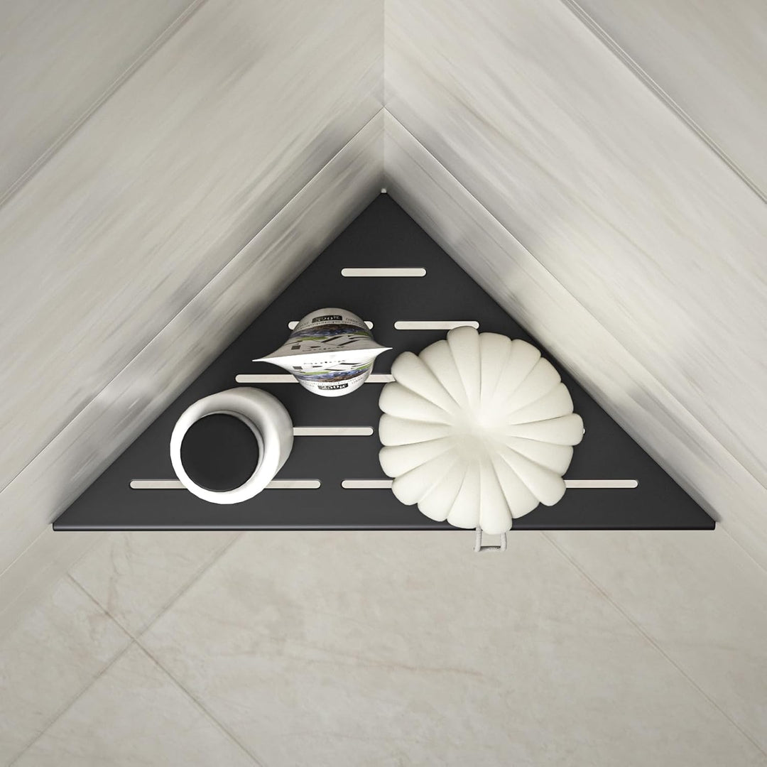 Bernkot Eck-Duschregal 254mm Mattschwarz, 304 Edelstahl, eingelassenes Eckregal Badezimmer-Duschrega