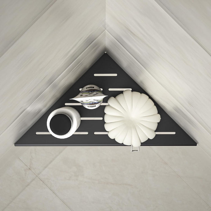 Bernkot Eck-Duschregal 254mm Mattschwarz, 304 Edelstahl, eingelassenes Eckregal Badezimmer-Duschrega
