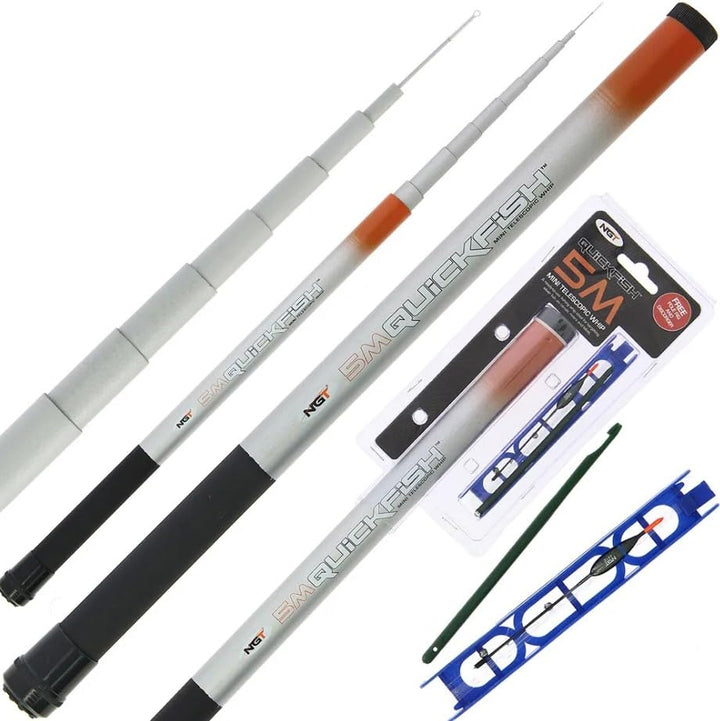 NGT Quickfish Combo Compact Whip Stippe 5m (mit Montage & Hakenlöser) | Stipprute