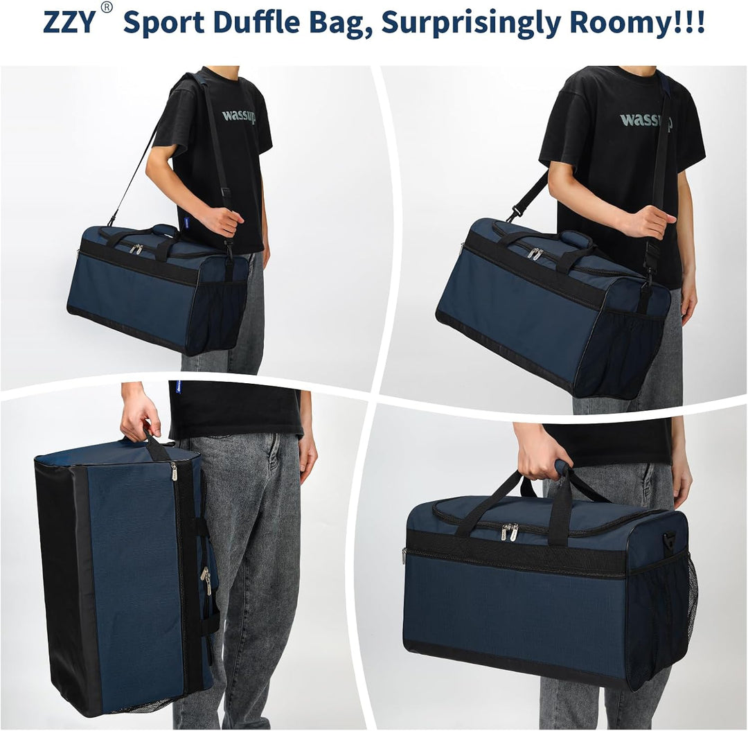 Sporttasche Reisetasche Fitness Tasche mit Schultergurt Wochenendtasche für Damen und Herren (Marine