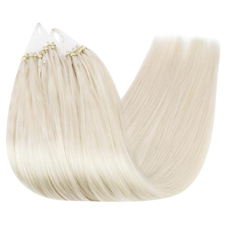 Ugeat Micro Loop Extensions Echthaar 35cm #60A Blondes Mciro Links Echtes Menschliches Haar 50 Gramm