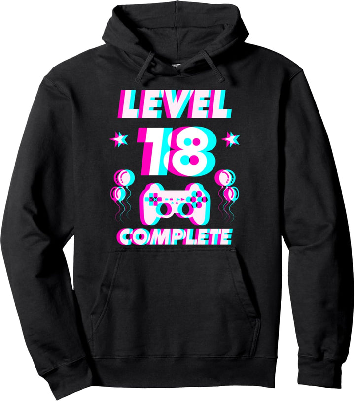 Level 18 Complete 18. Geburtstag - Zocker Gaming Vaporwave Pullover Hoodie
