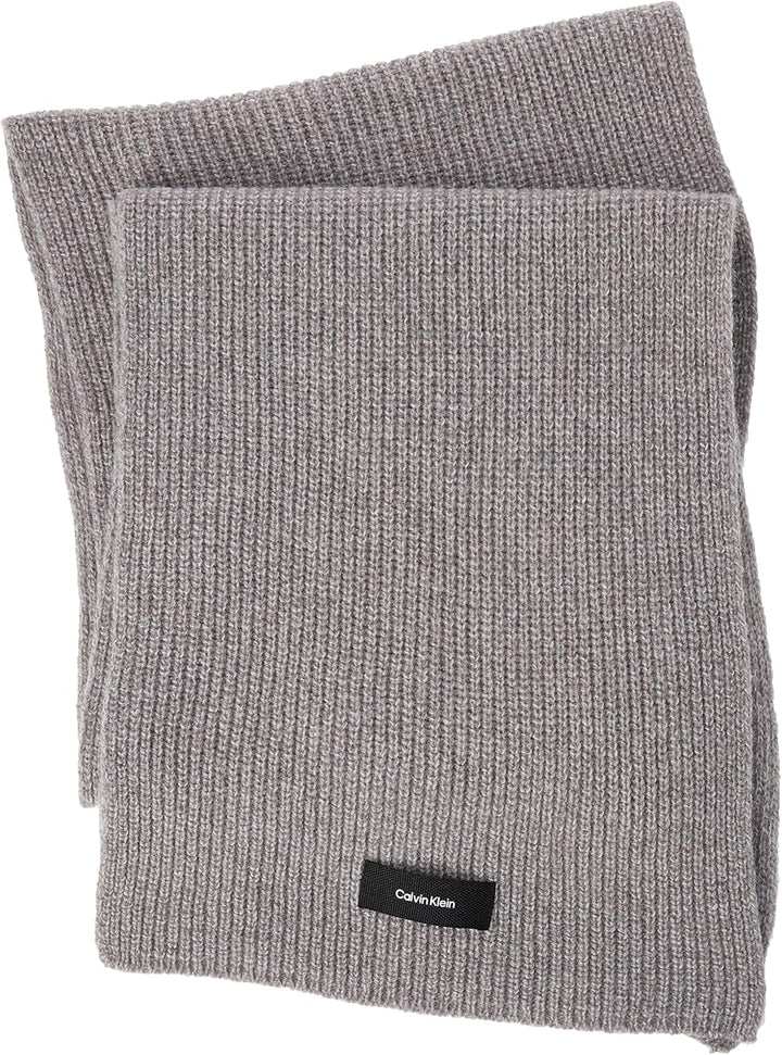 calvin klein Herren Daddy Wool Knit Scarf 30X180CM Woll Schal, Grey Fog, One Size