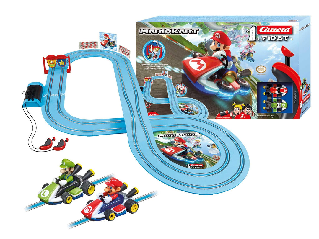 Carrera First Mario Kart™ Rennbahn | Super Mario™ vs. Luigi | Flip-Elemente | 2,9m Rennbahn | ab 3 J