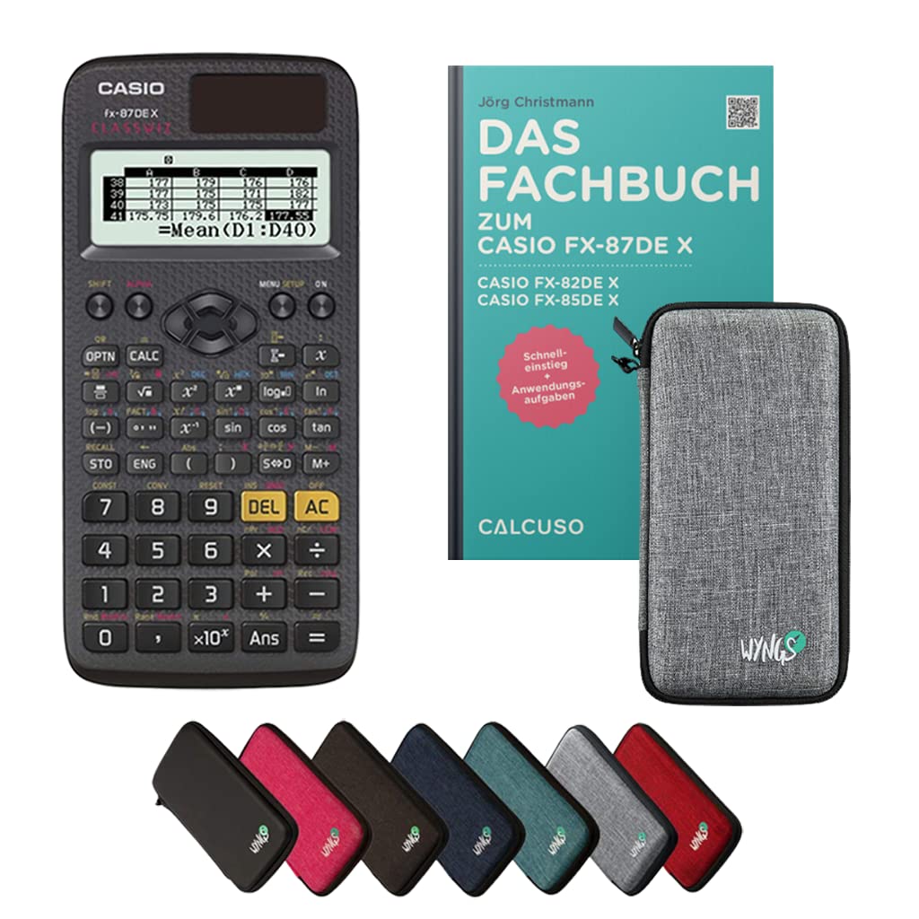 CALCUSO Standardpaket: Casio FX-87DE X technisch-wissenschaftlicher Taschenrechner + WYNGS Schutztas