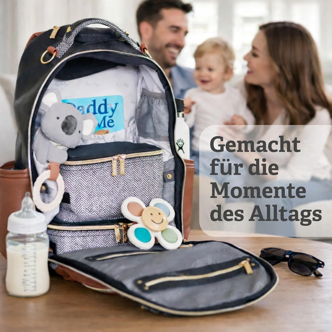 Itzy Ritzy Wickeltasche Mini Plus – Wickelrucksack klein für Mama & Papa, Baby Bag mit 10 Fächern, i