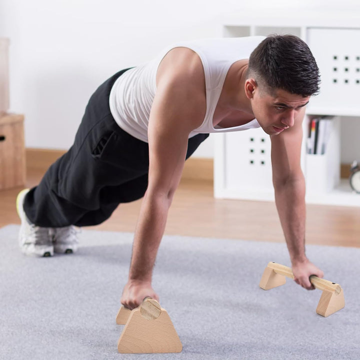 2 Pcs Liegestützgriffe 25cm, Parallettes Calisthenics Equipment, Handstand Griffe aus Holz, mit Anti