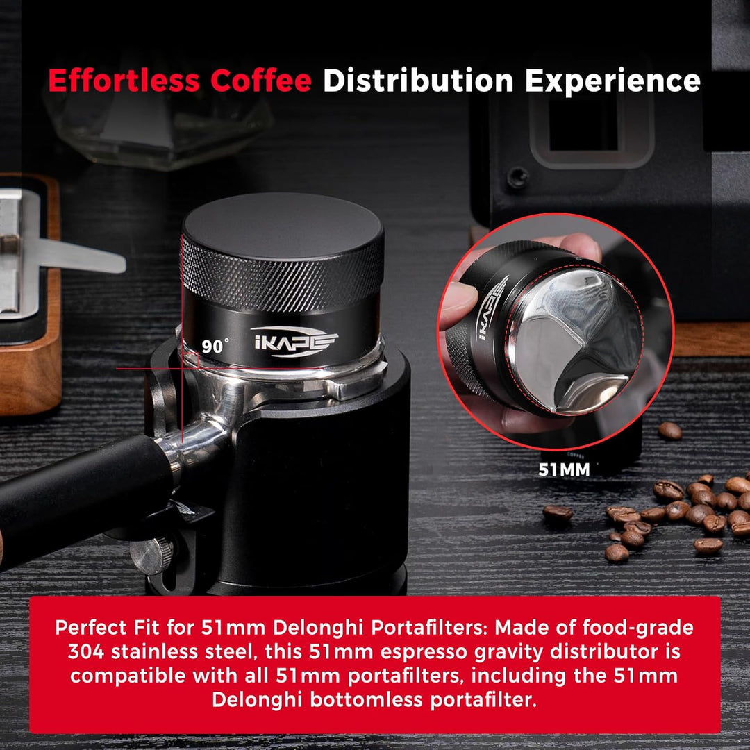 IKAPE Kaffee Produkte, 51MM Kaffee Verteiler, Schwerkraft Adaptive Espresso Verteiler Passend für al