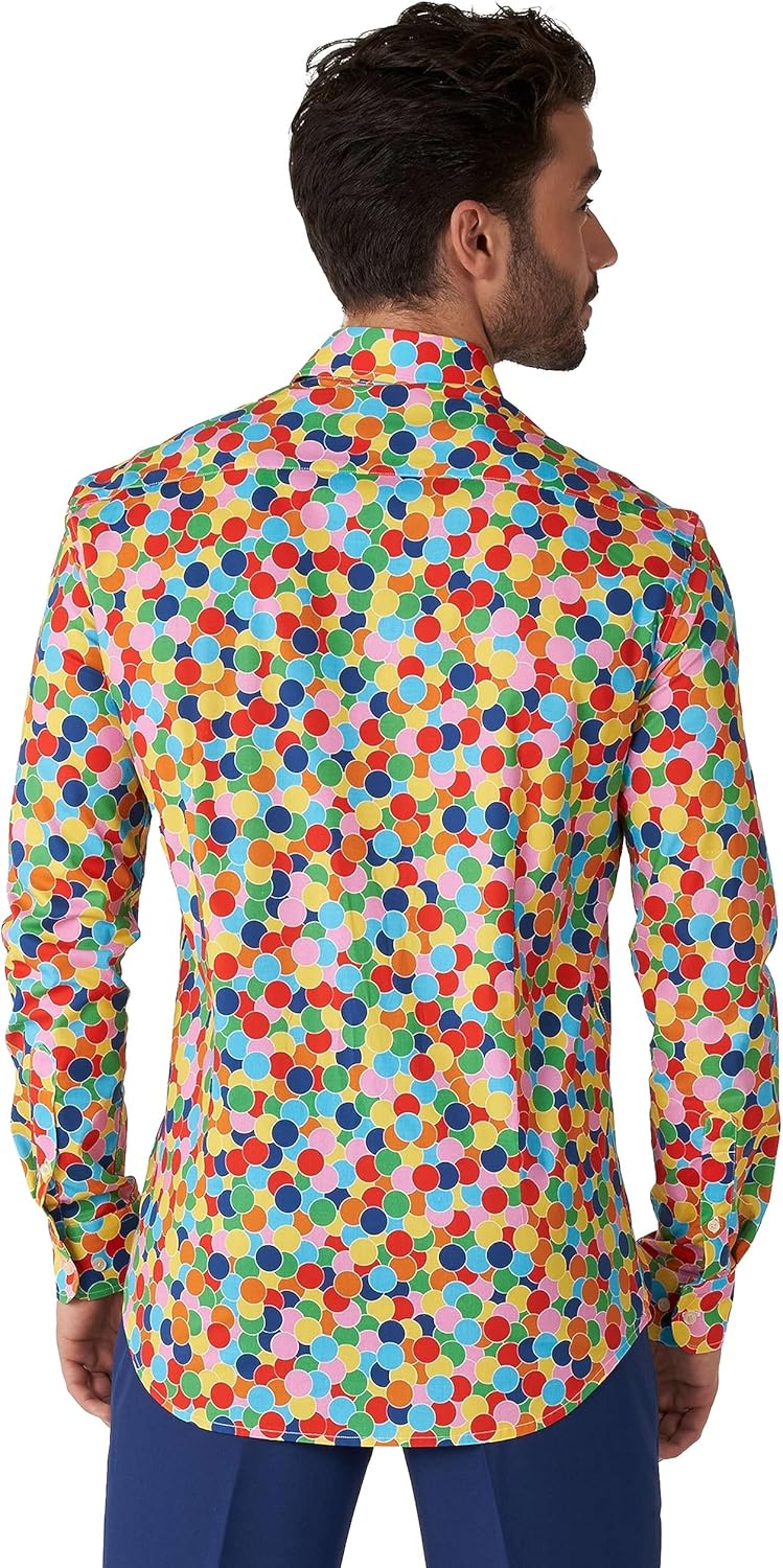 OppoSuits Herrenhemd – Hemd mit Knöpfen – schmale Passform – Lange Ärmel XS Shirt Ls Confetteroni, X