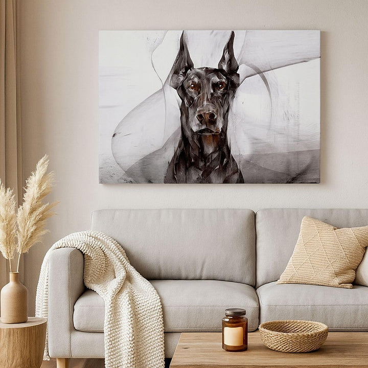 Bilder auf Leinwand 100x70cm Leinwandbild mit Rahmen Hund Abstraktion Gross Wanddeko Bild Schlafzimm