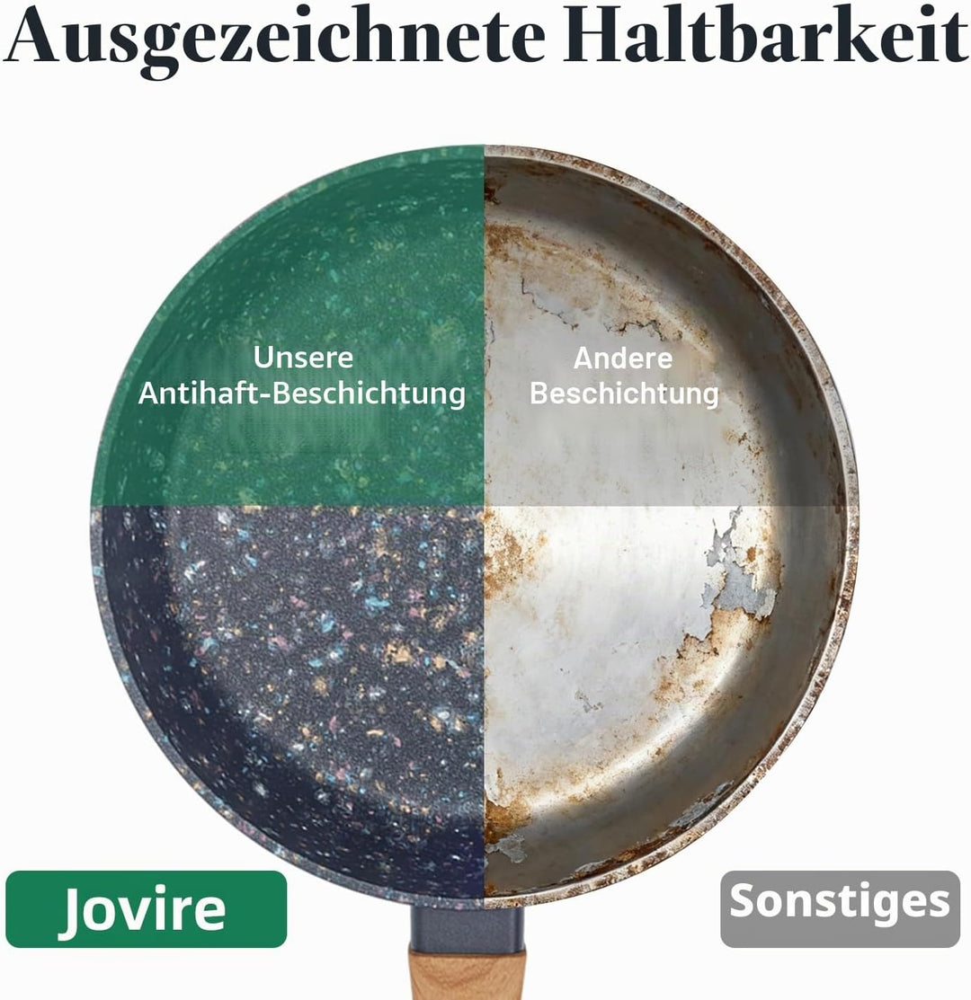 Topf &amp; Pfanne Set grosse Bratpfanne - keramikbeschichteter Aluminiumholzgriff, alle Herdplatten (2,